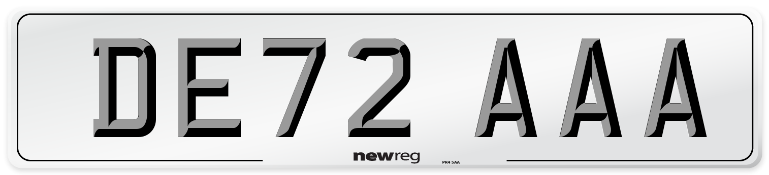 DE72 AAA Number Plate from New Reg
